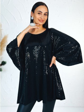 Dámska flitrovaná tunika alebo šaty aj pre moletky - čierna
