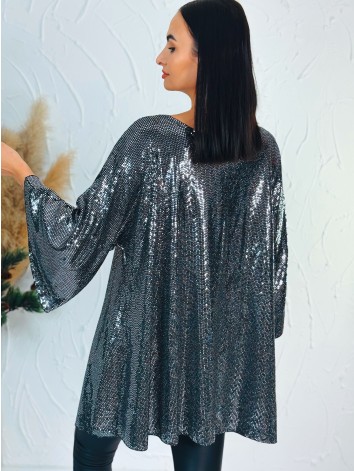 Dámska flitrovaná tunika alebo šaty aj pre moletky - strieborná