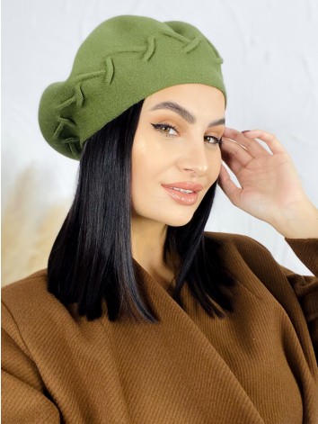 Dámska khaki elegantná baretka Paris