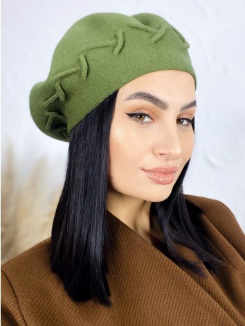 Dámska khaki elegantná baretka Paris