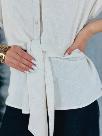 Dámska ľanová béžová blúzka s gombíkmi