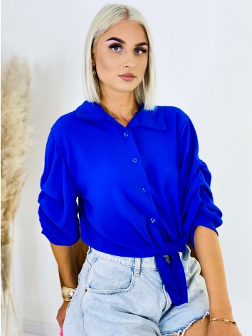 Dámska modrá blúzka so zapínaním na gombíky