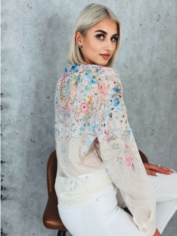 Dámska modrá kvetovaná blúzka s gombíkmi