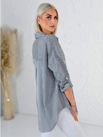 Dámska modrá oversize pruhovaná košeľa