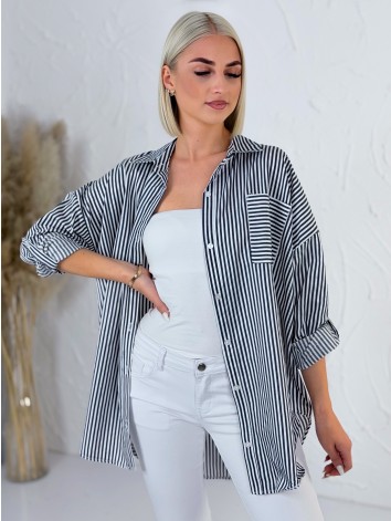 Dámska modrá oversize pruhovaná košeľa