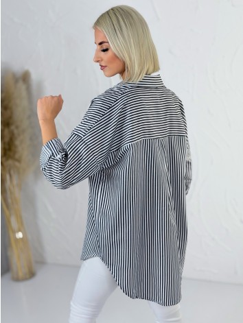 Dámska modrá oversize pruhovaná košeľa