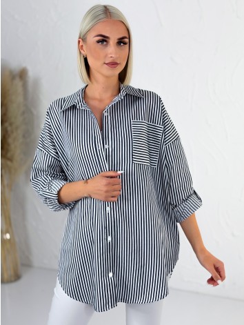Dámska modrá oversize pruhovaná košeľa