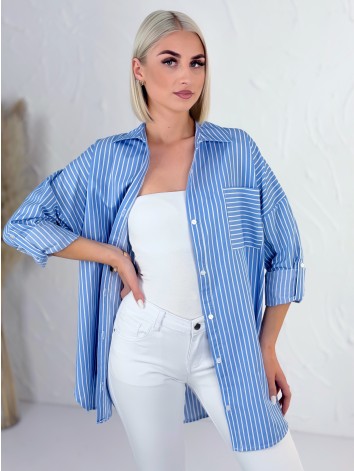 Dámska modrá oversize pruhovaná košeľa H