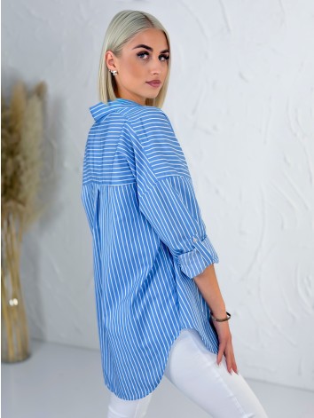 Dámska modrá oversize pruhovaná košeľa H