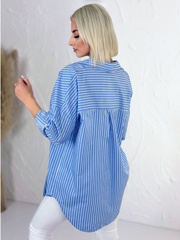 Dámska modrá oversize pruhovaná košeľa H