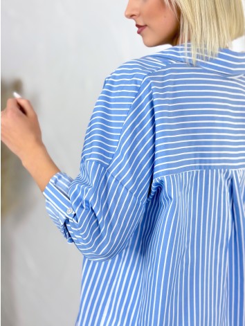 Dámska modrá oversize pruhovaná košeľa H