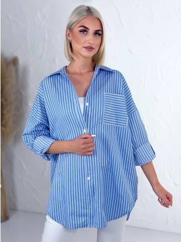 Dámska modrá oversize pruhovaná košeľa H