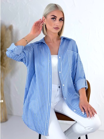 Dámska modrá oversize pruhovaná košeľa H