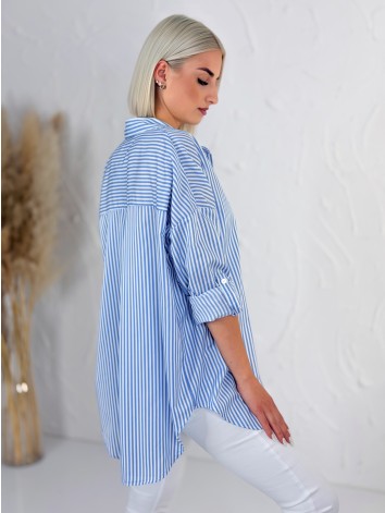 Dámska modrá oversize pruhovaná košeľa T