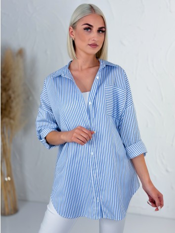Dámska modrá oversize pruhovaná košeľa T