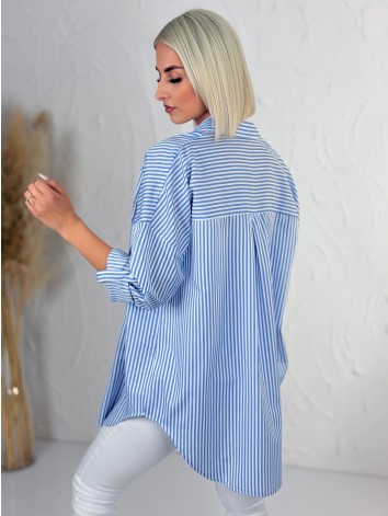 Dámska modrá oversize pruhovaná košeľa T
