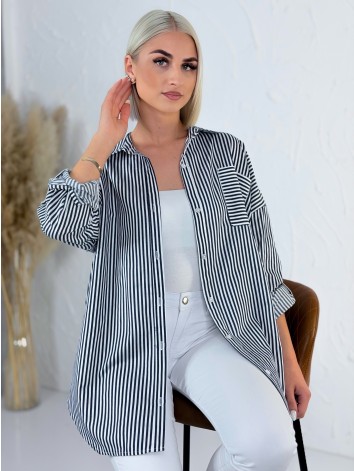 Dámska modrá oversize pruhovaná košeľa