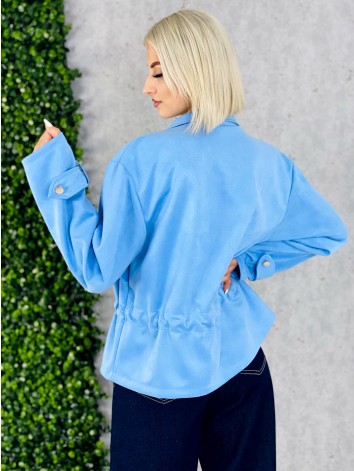 Dámska modrá semišová koženka so sťahovaním v páse