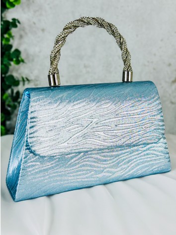 Dámska modrá spoločenská kabelka s kamienkami Lusia