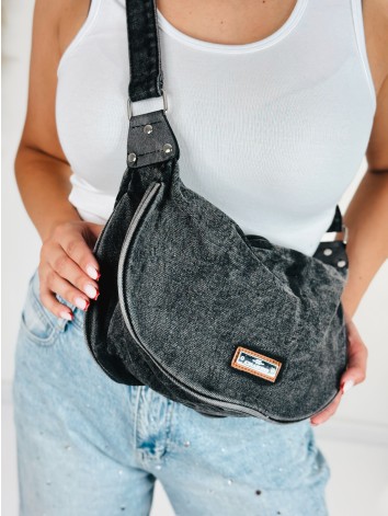 Dámska rifľová crossbody ľadvinka - čierna
