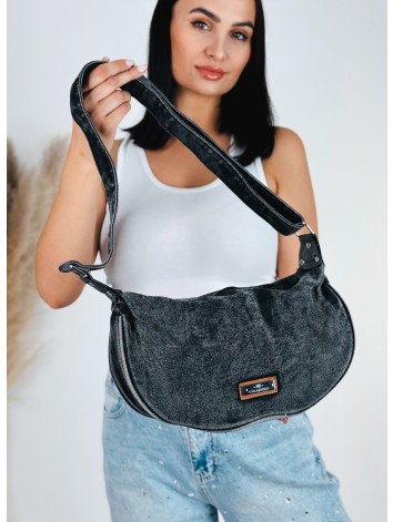 Dámska rifľová crossbody ľadvinka - čierna