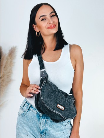 Dámska rifľová crossbody ľadvinka - čierna