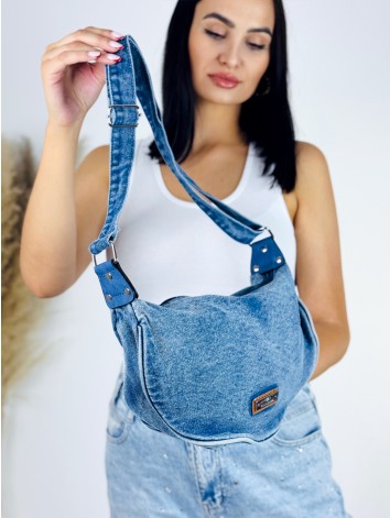 Dámska rifľová crossbody ľadvinka - svetlomodrá