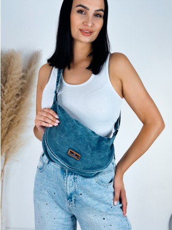 Dámska rifľová crossbody ľadvinka - tmavomodrá