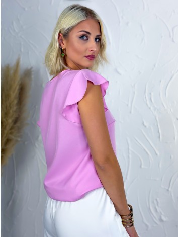 Dámska ružová elegantná blúzka s V-výstrihom aj pre moletky Vera