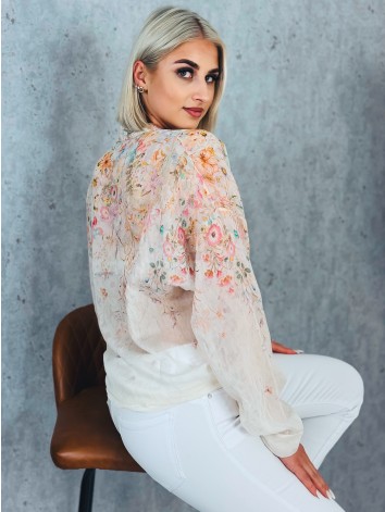 Dámska ružová kvetovaná blúzka s gombíkmi