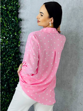 Dámska ružová oversize blúzka s bodkami