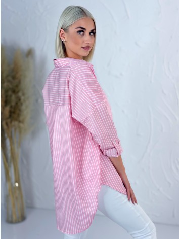 Dámska ružová oversize pruhovaná košeľa H