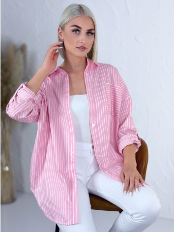 Dámska ružová oversize pruhovaná košeľa H