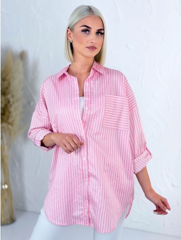 Dámska ružová oversize pruhovaná košeľa H