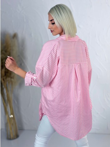 Dámska ružová oversize pruhovaná košeľa H