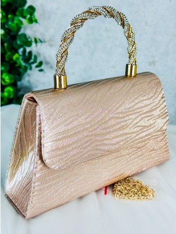 Dámska ružová spoločenská kabelka s kamienkami Lusia