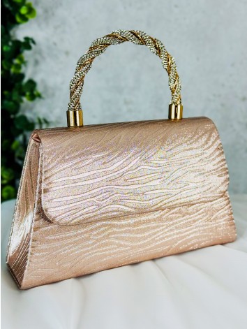 Dámska ružová spoločenská kabelka s kamienkami Lusia