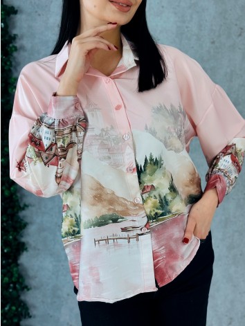 Dámska ružová vzorovaná blúzka Lorela