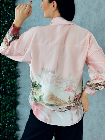 Dámska ružová vzorovaná blúzka Lorela