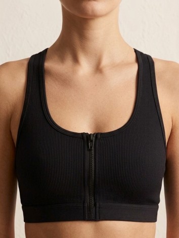 Dámska športová čierna podprsenka so zipsom