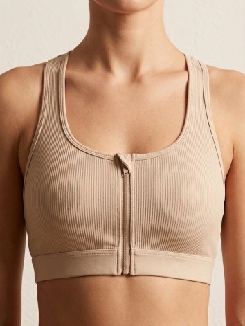 Dámska športová hnedá podprsenka so zipsom