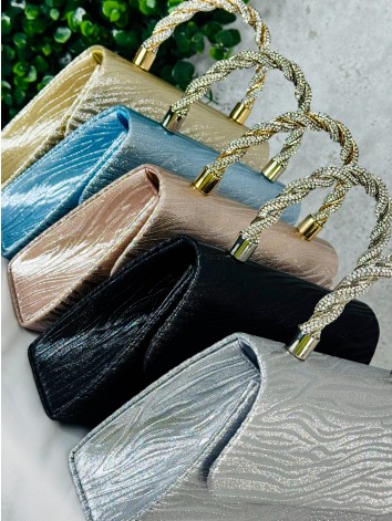 Dámska strieborná spoločenská kabelka s kamienkami Lusia