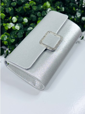 Dámska strieborná spoločenská kabelka s remienkom Loza