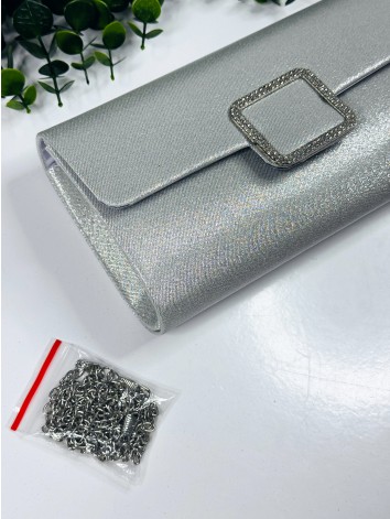 Dámska strieborná spoločenská kabelka s remienkom Loza
