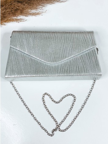 Dámska strieborná spoločenská kabelka s remienkom Reia