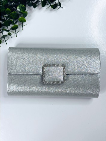 Dámska strieborná spoločenská kabelka s remienkom Loza