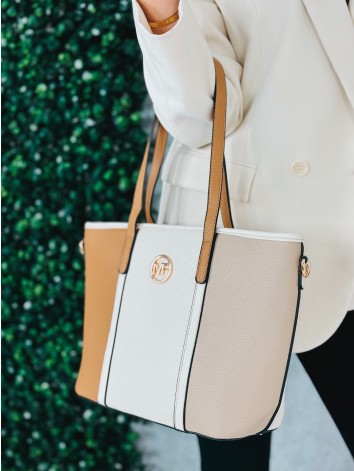 Dámska veľká kabelka s remienkom - béžová MF