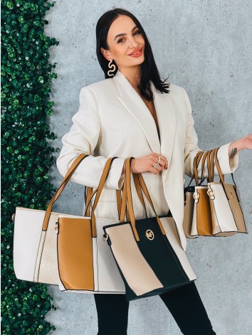 Dámska veľká kabelka s remienkom - béžová MF