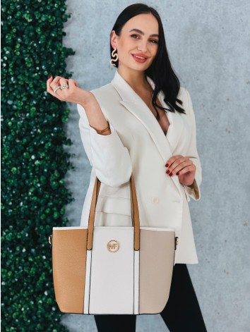 Dámska veľká kabelka s remienkom - béžová MF