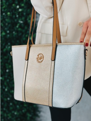 Dámska veľká kabelka s remienkom - zlatá MF
